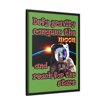 defy conquer reach - framed canvas art (green)