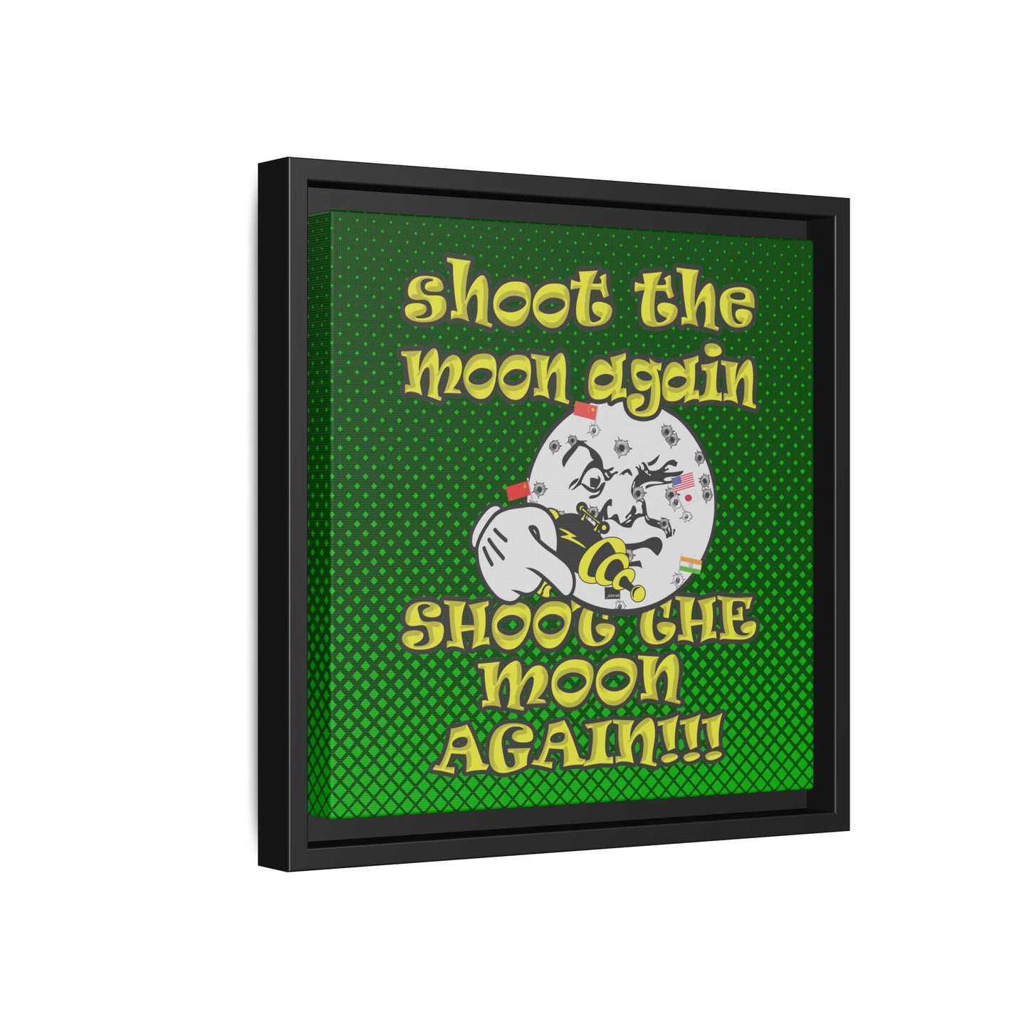 shoot the moon again - framed canvas art (logo green)