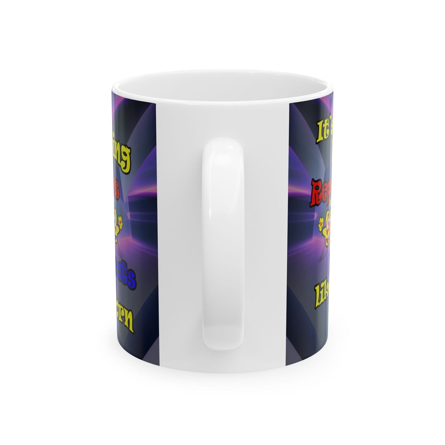 popping like popcorn - White Mug (grey-pink wave)