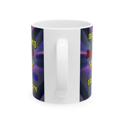 popping like popcorn - White Mug (grey-pink wave)