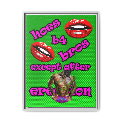 hoes b4 bros - framed canvas art (logo green)