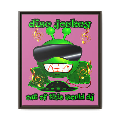 disc jockey - framed canvas art (light pink)