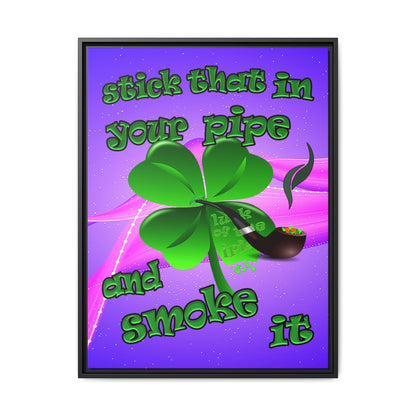 stick that in your pipe and smoke it - framed canvas art (purple-pink wave)