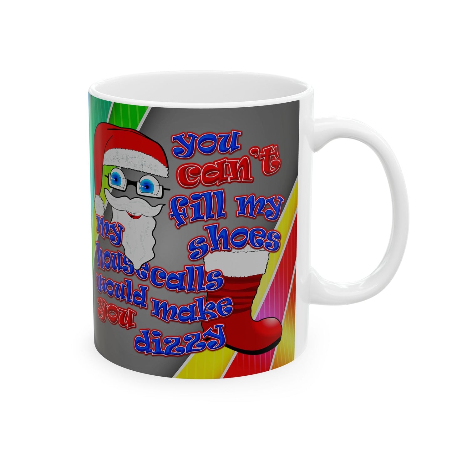 santa's shoes - White Mug (rainbow split)