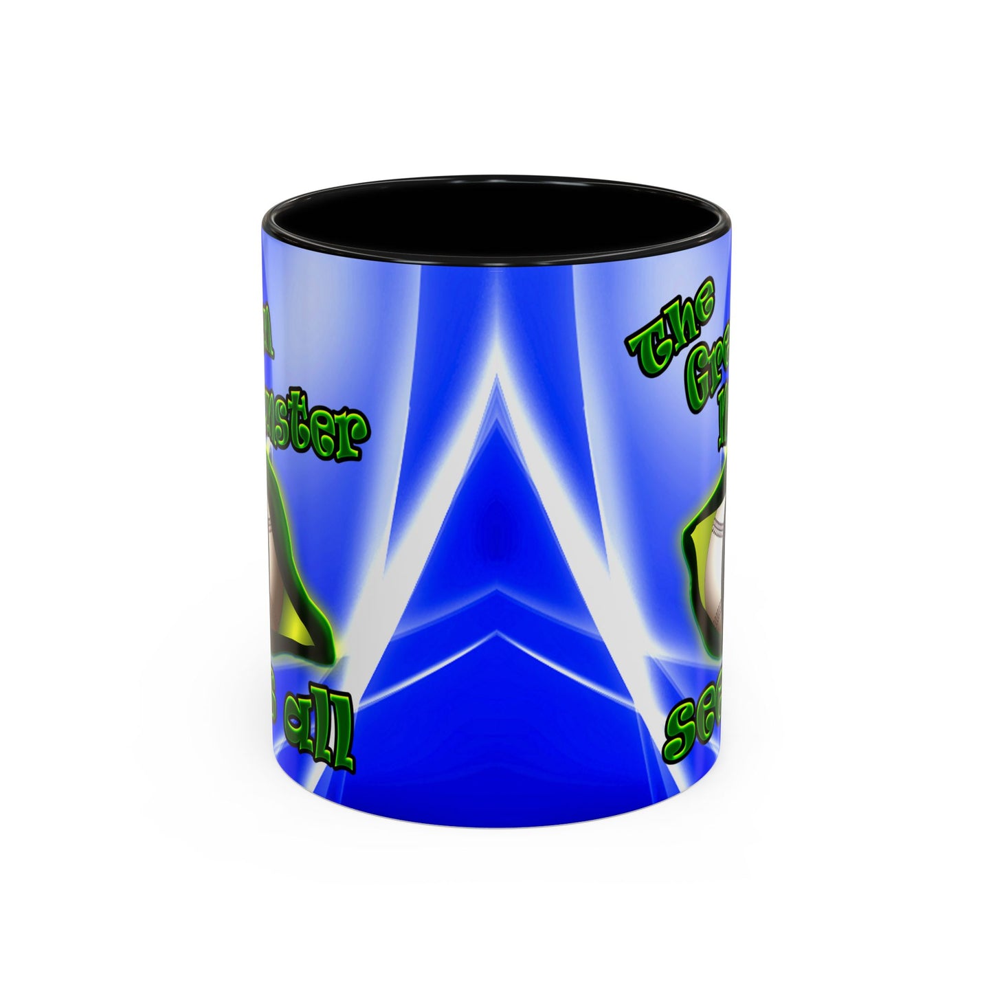 green monster - Accent Mug (blue-white wave)