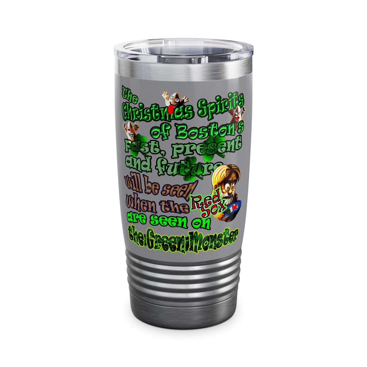 christmas spirits of boston - Ringneck Tumbler, 20oz (grey)