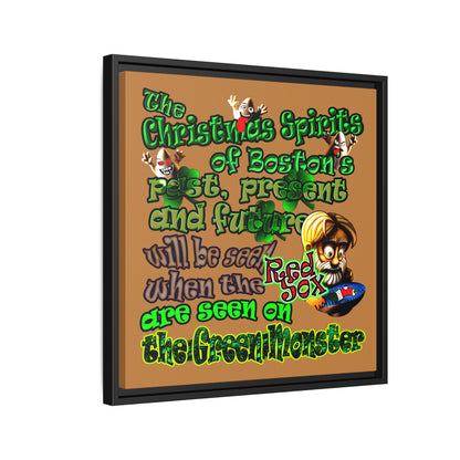 christmas spirits of boston - framed canvas art (light brown)