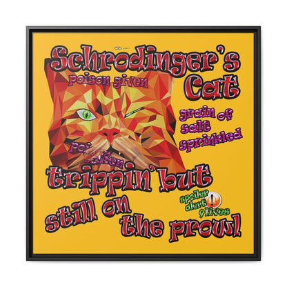 schrodinger's cat - framed canvas art (yellow)
