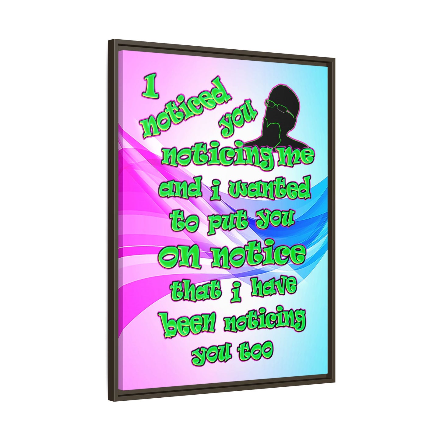 noticed you noticing - framed canvas art (light blue-pink wave)