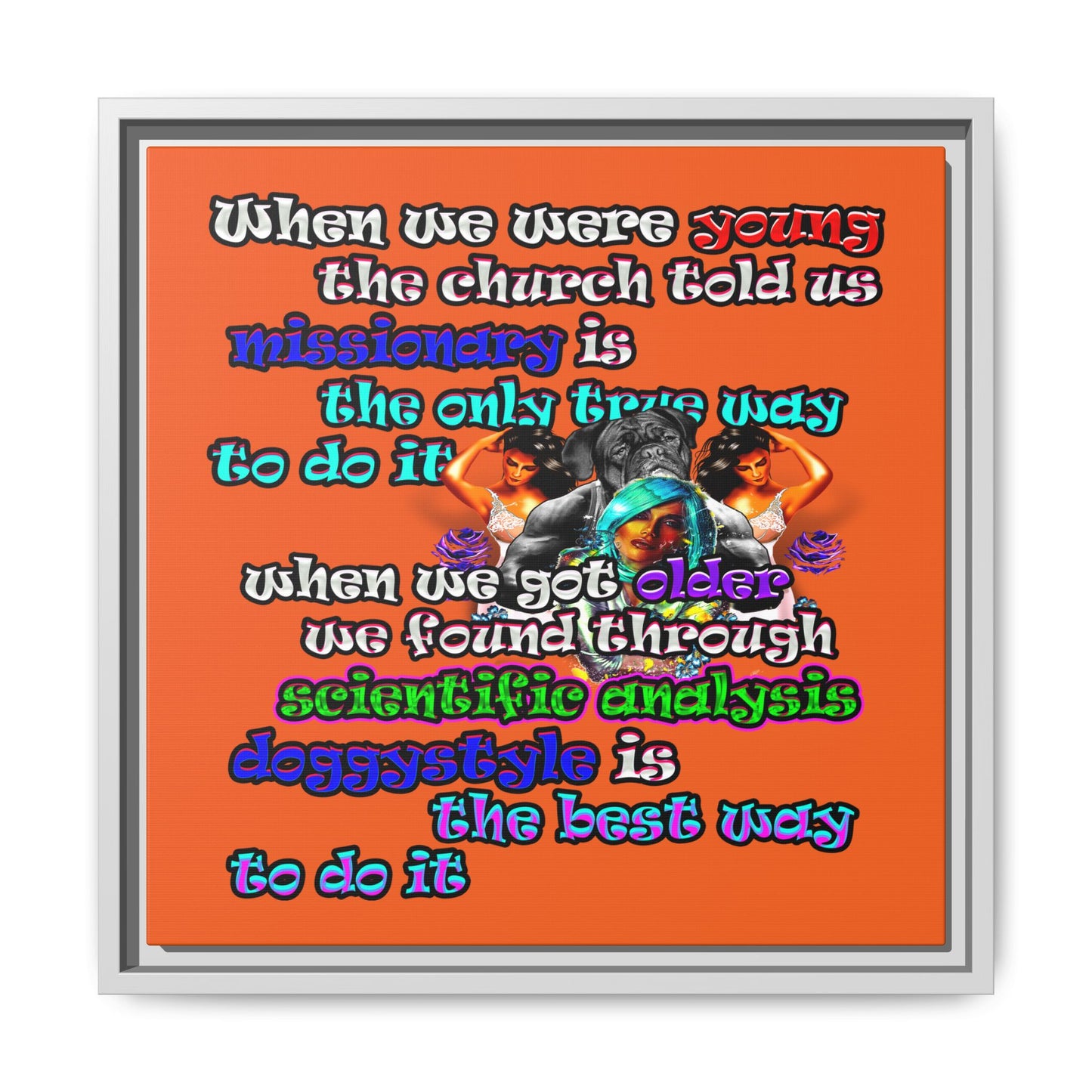 doggystyle - framed canvas art (orange)