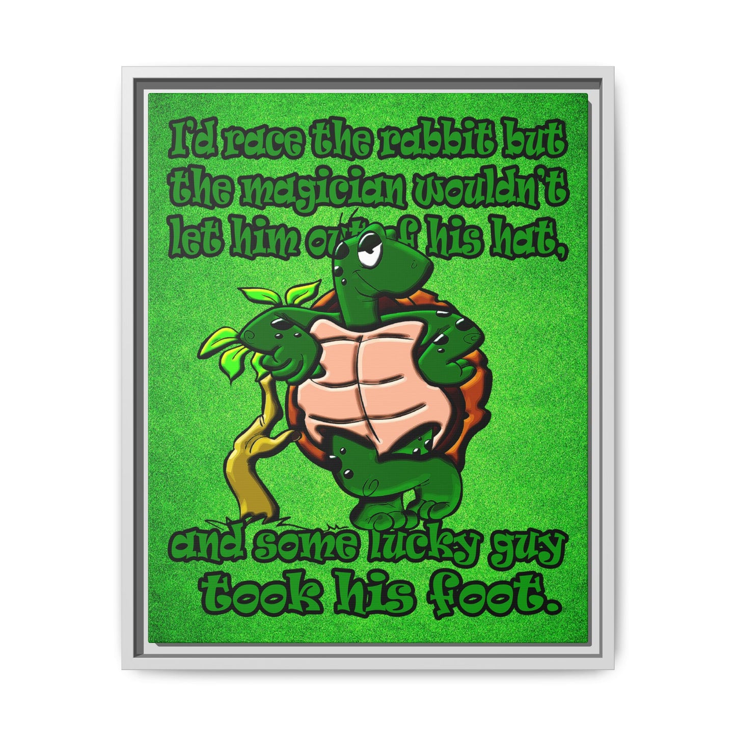 turtle race - framed canvas art (green turf)
