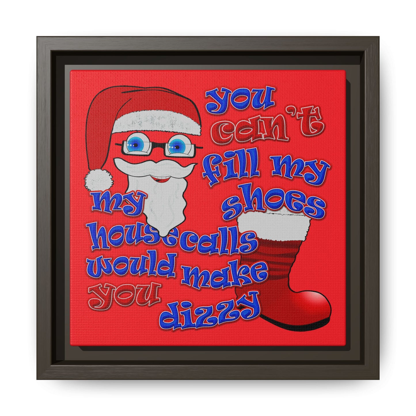 santa's shoes - framed canvas art (red)