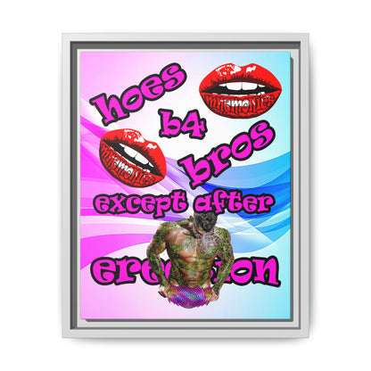 hoes b4 bros - framed canvas art (light blue-pink wave)