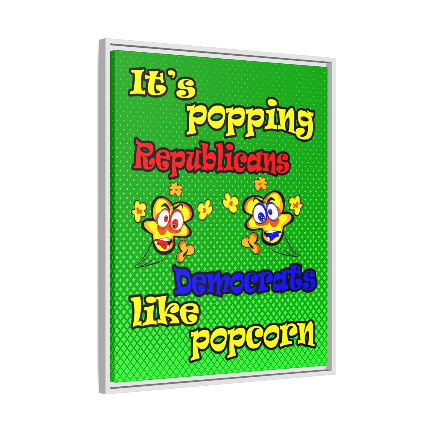 popping like popcorn - framed canvas art (logo green)