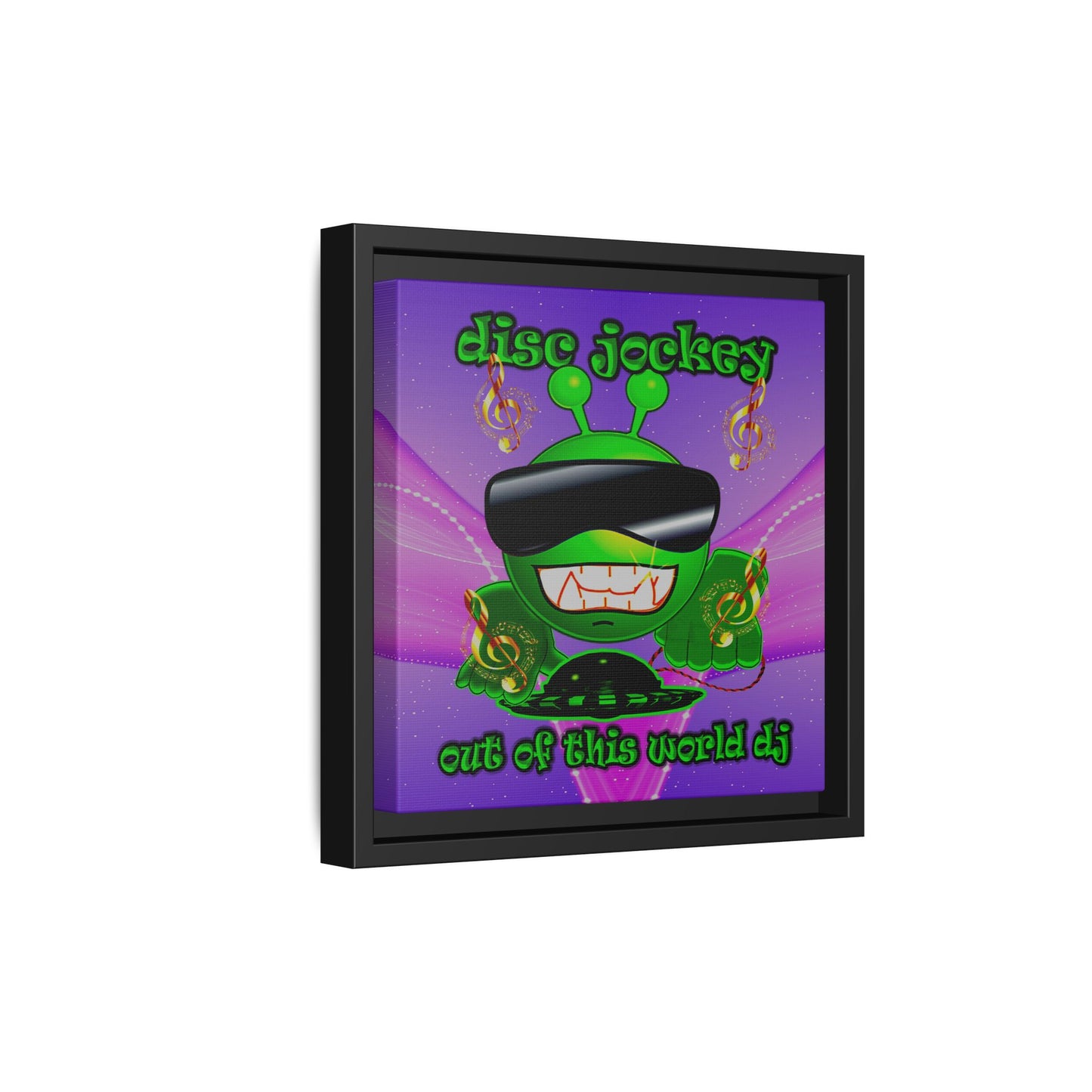 disc jockey - framed canvas art (purple-pink wave)
