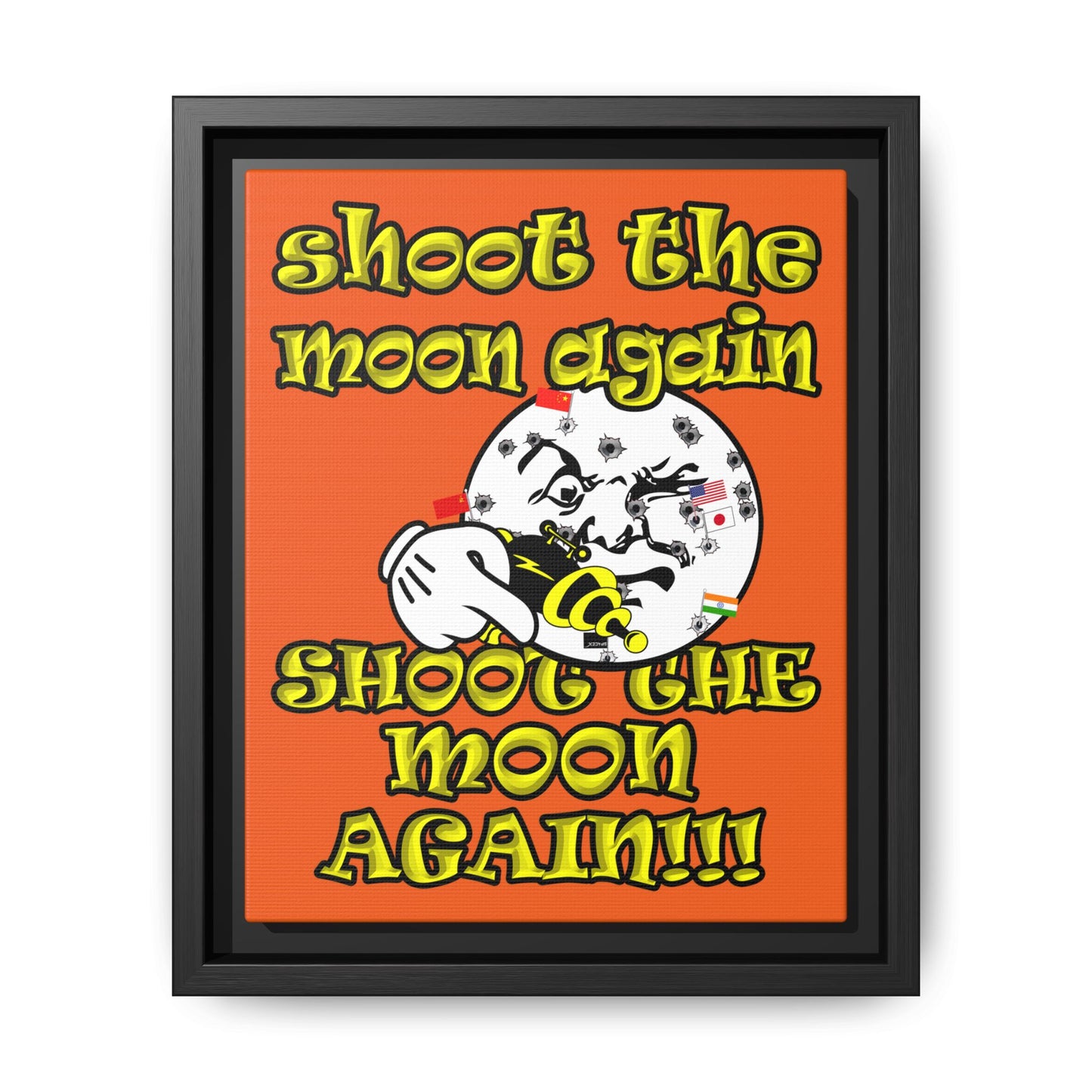 shoot the moon again - framed canvas art (orange)