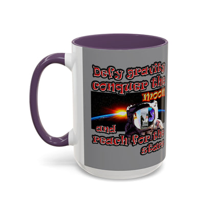 defy conquer reach - Accent Mug (grey)