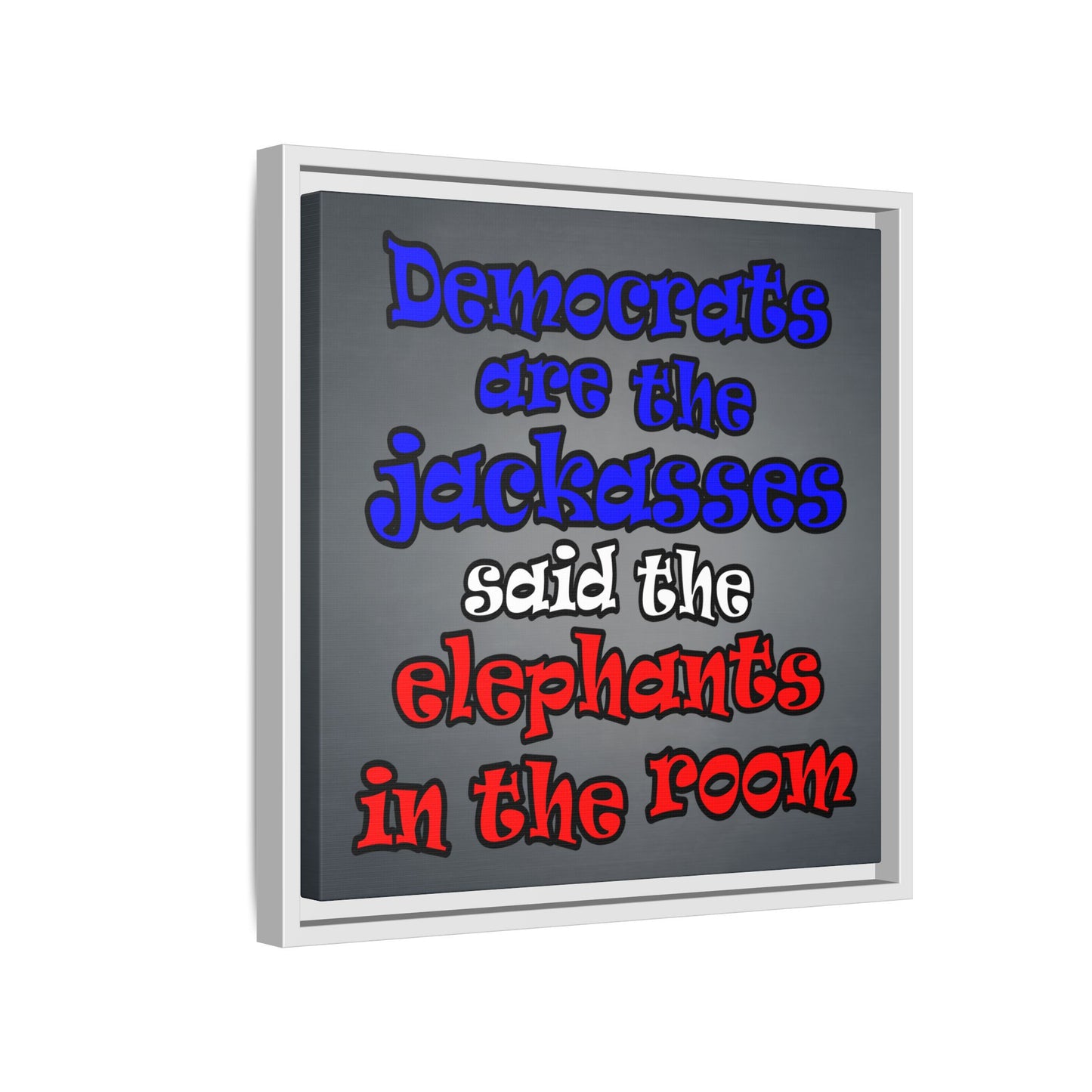 donkeys and elephants - framed canvas art (grey-light grey)