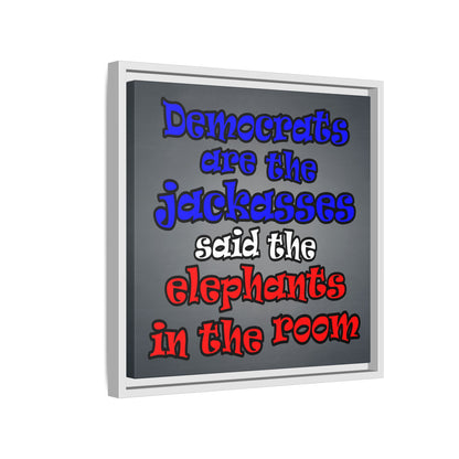 donkeys and elephants - framed canvas art (grey-light grey)
