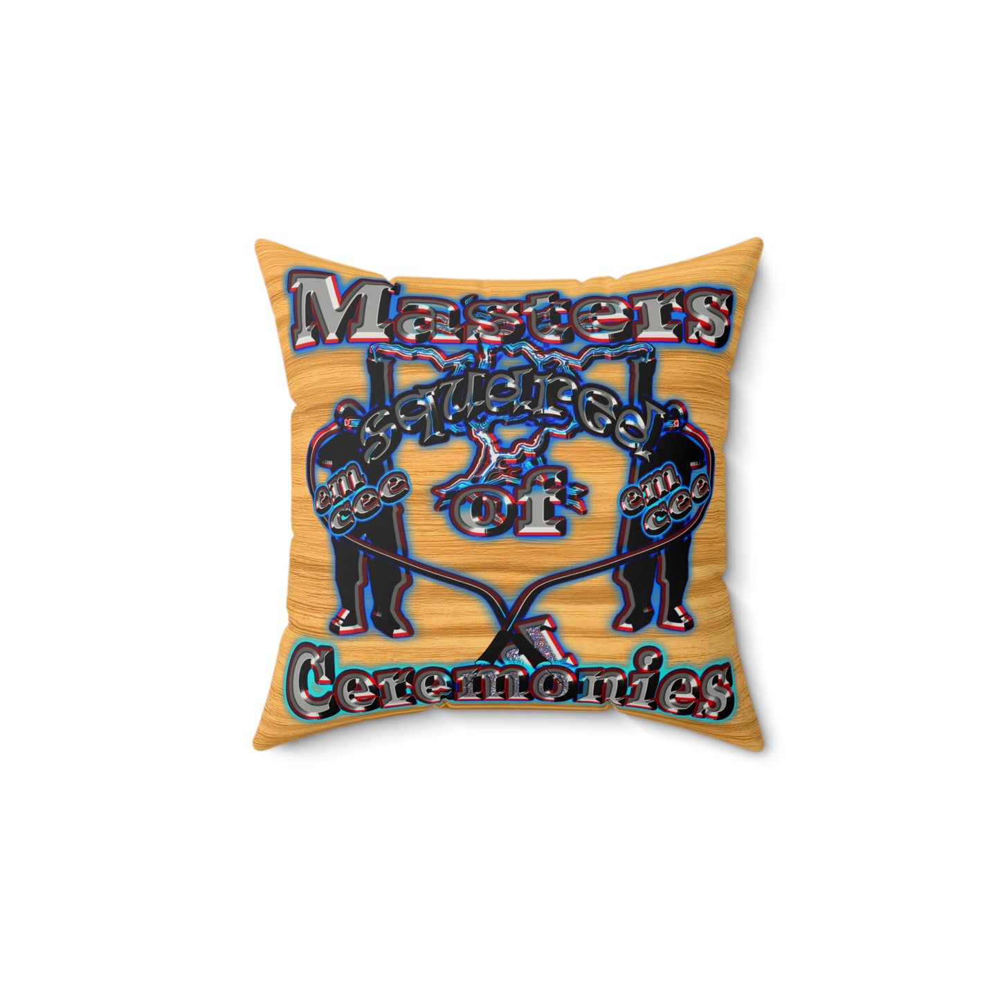 em cee squared - Faux Suede Square Pillow - (butterscotch wood finish)