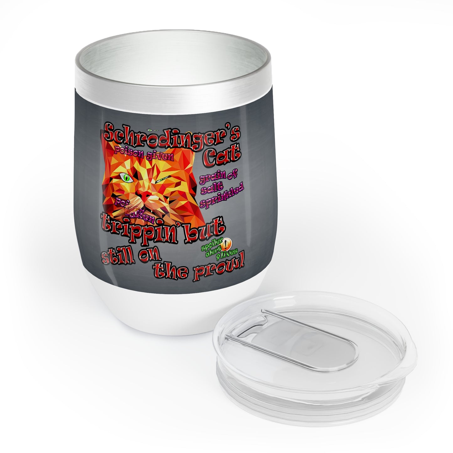schrodinger's cat - Chill Wine Tumbler (grey-light grey)