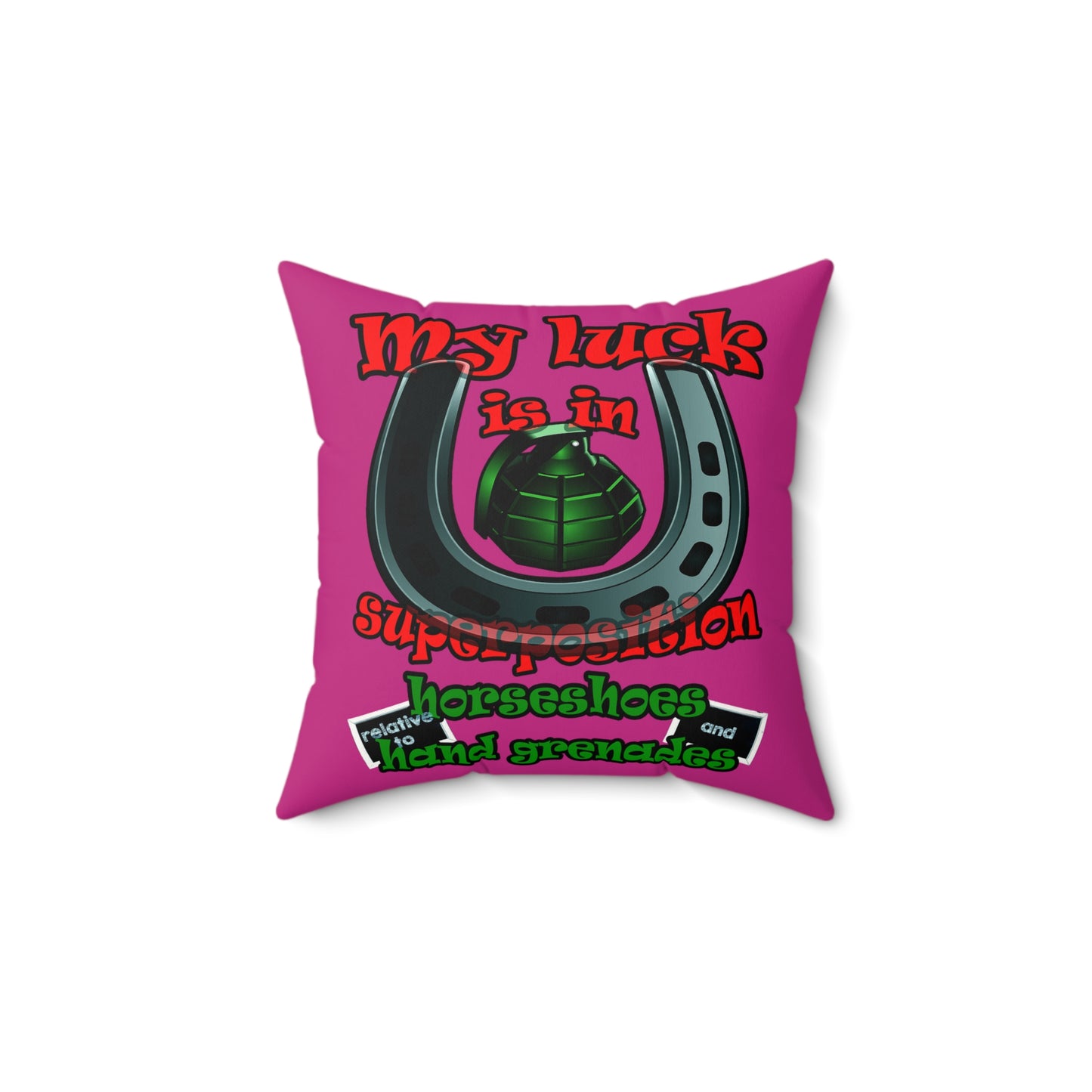 my luck - Faux Suede Square Pillow - (pink)