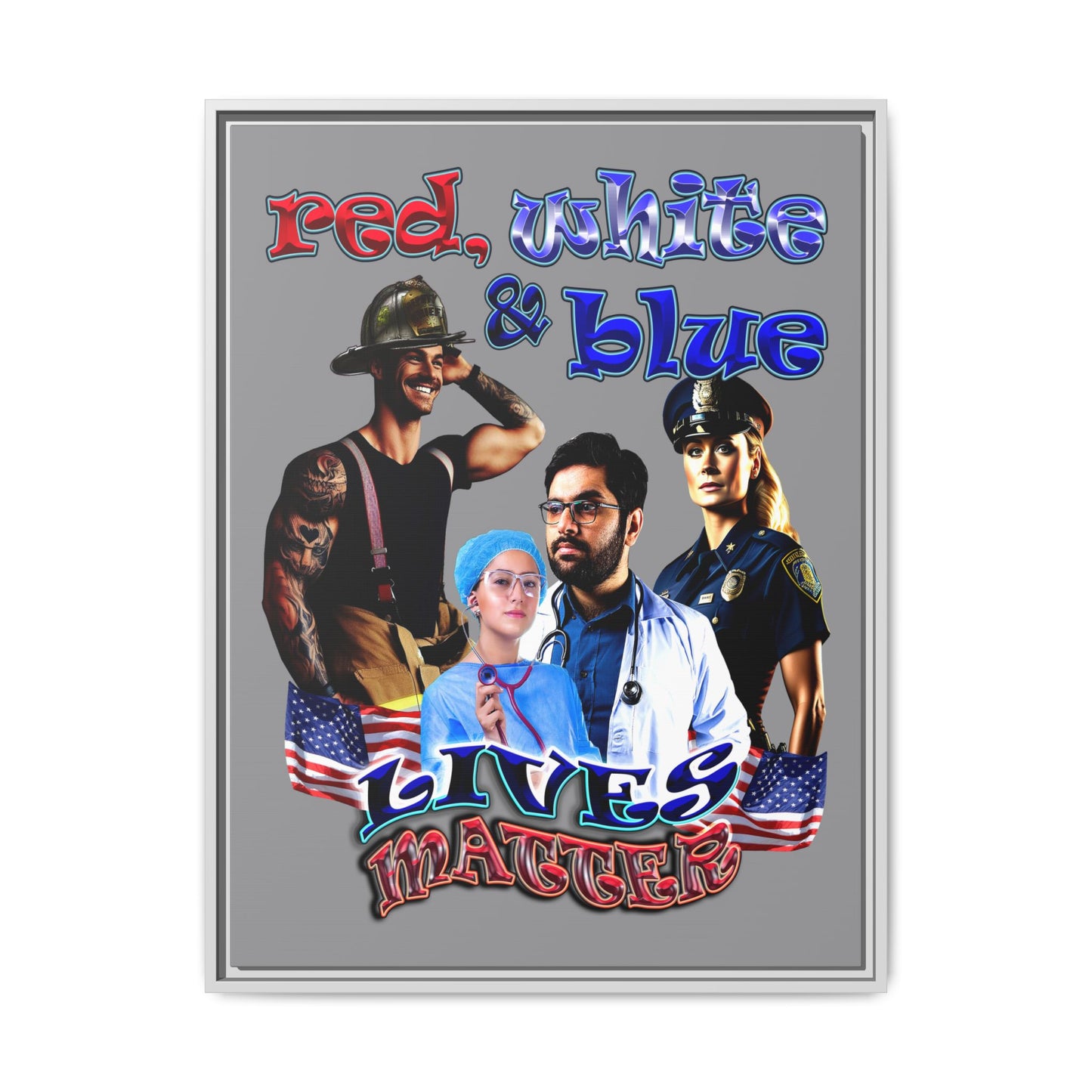 rw&b lives matter - framed canvas art (grey)