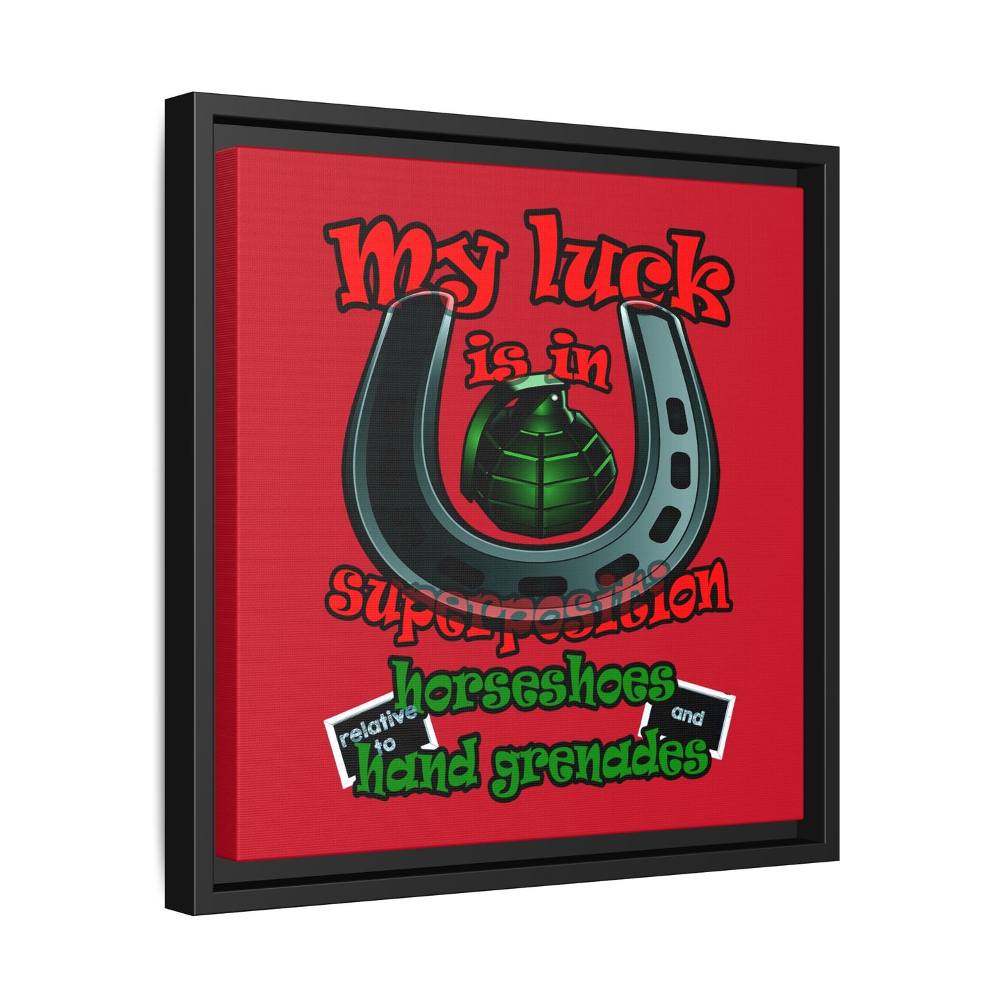 my luck - framed canvas art (dark red)