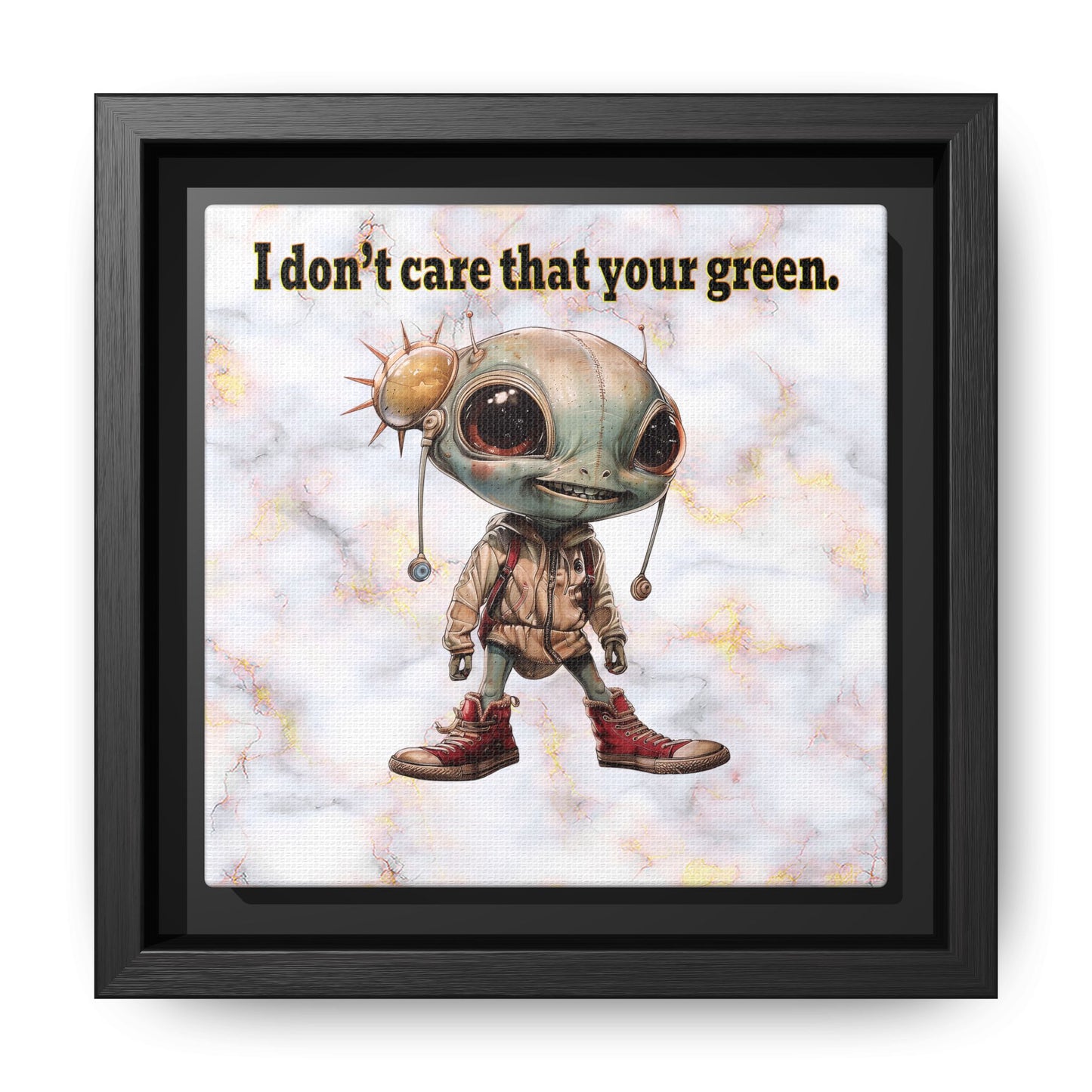 I don't care that your green - framed canvas art (white marble)