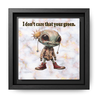 I don't care that your green - framed canvas art (white marble)