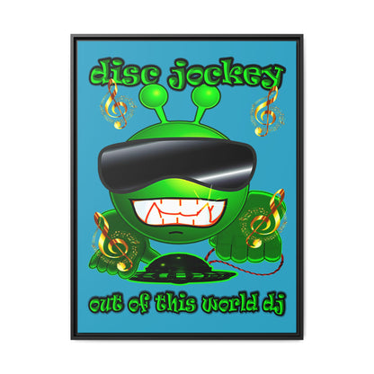 disc jockey - framed canvas art (turquoise)