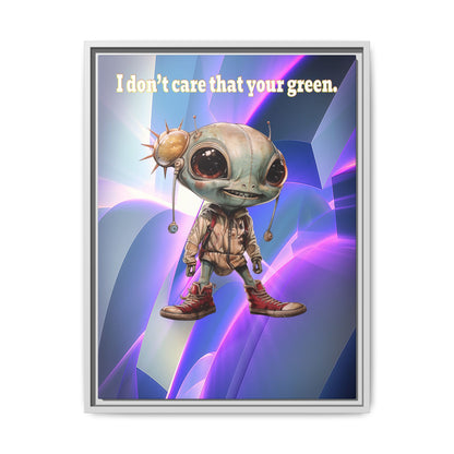 I don't care that your green - framed canvas art (grey-pink wave)
