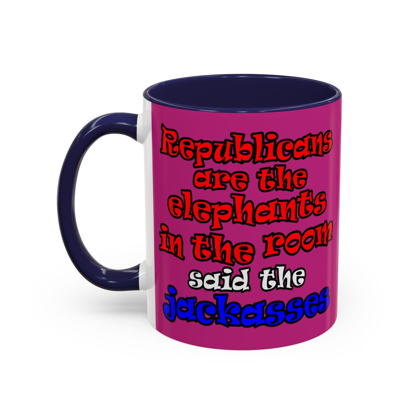 donkeys and elephants - Accent Mug (pink)