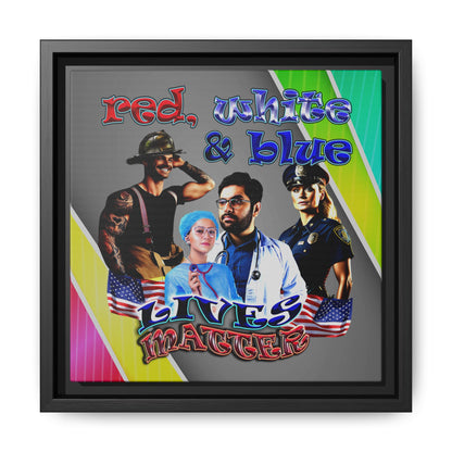 rw&b lives matter - framed canvas art (rainbow split)