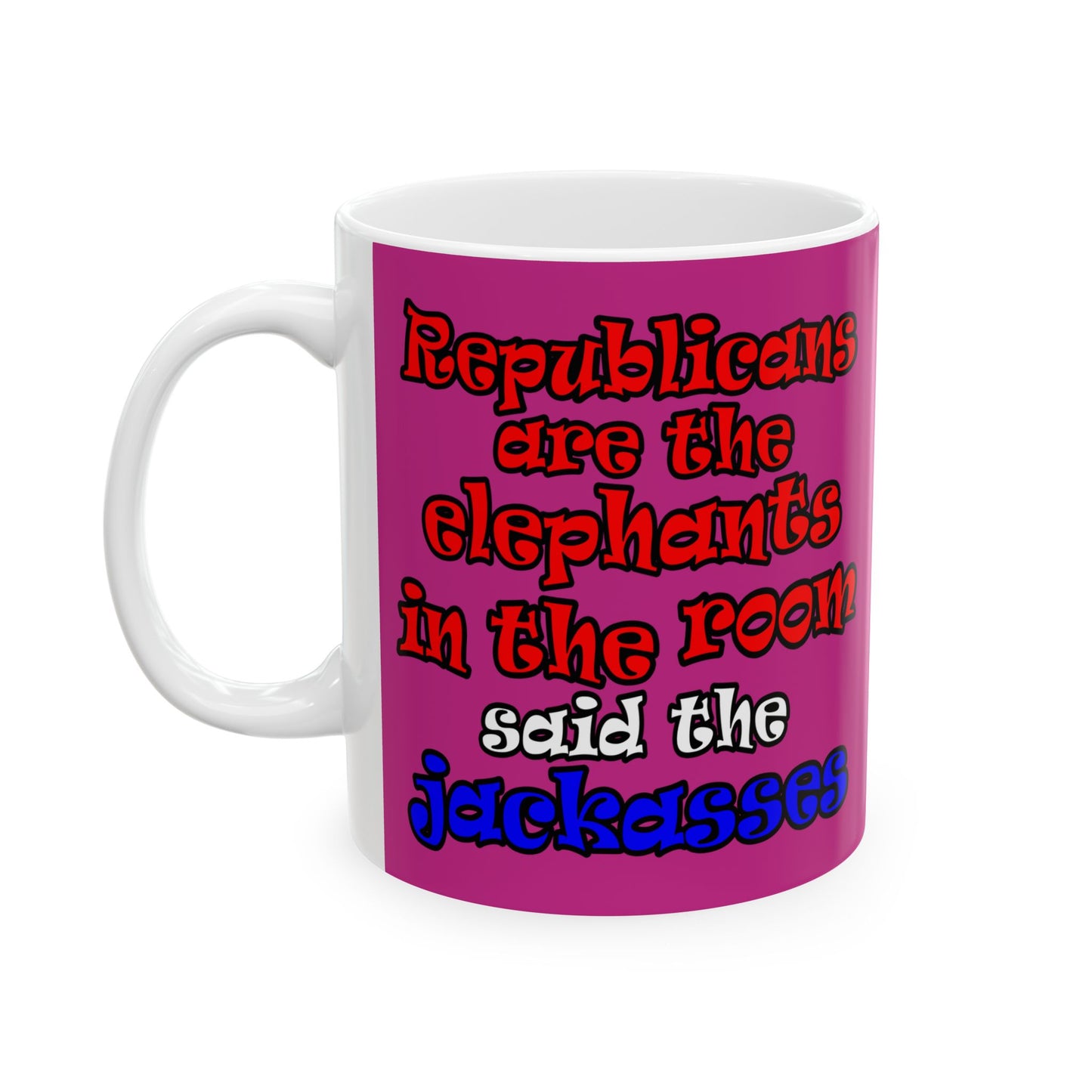 donkeys and elephants - White Mug (pink)