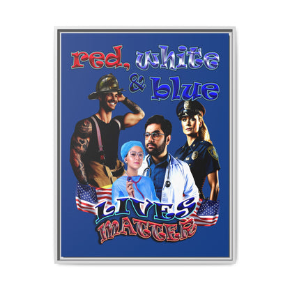 rw&b lives matter - framed canvas art (dark blue)