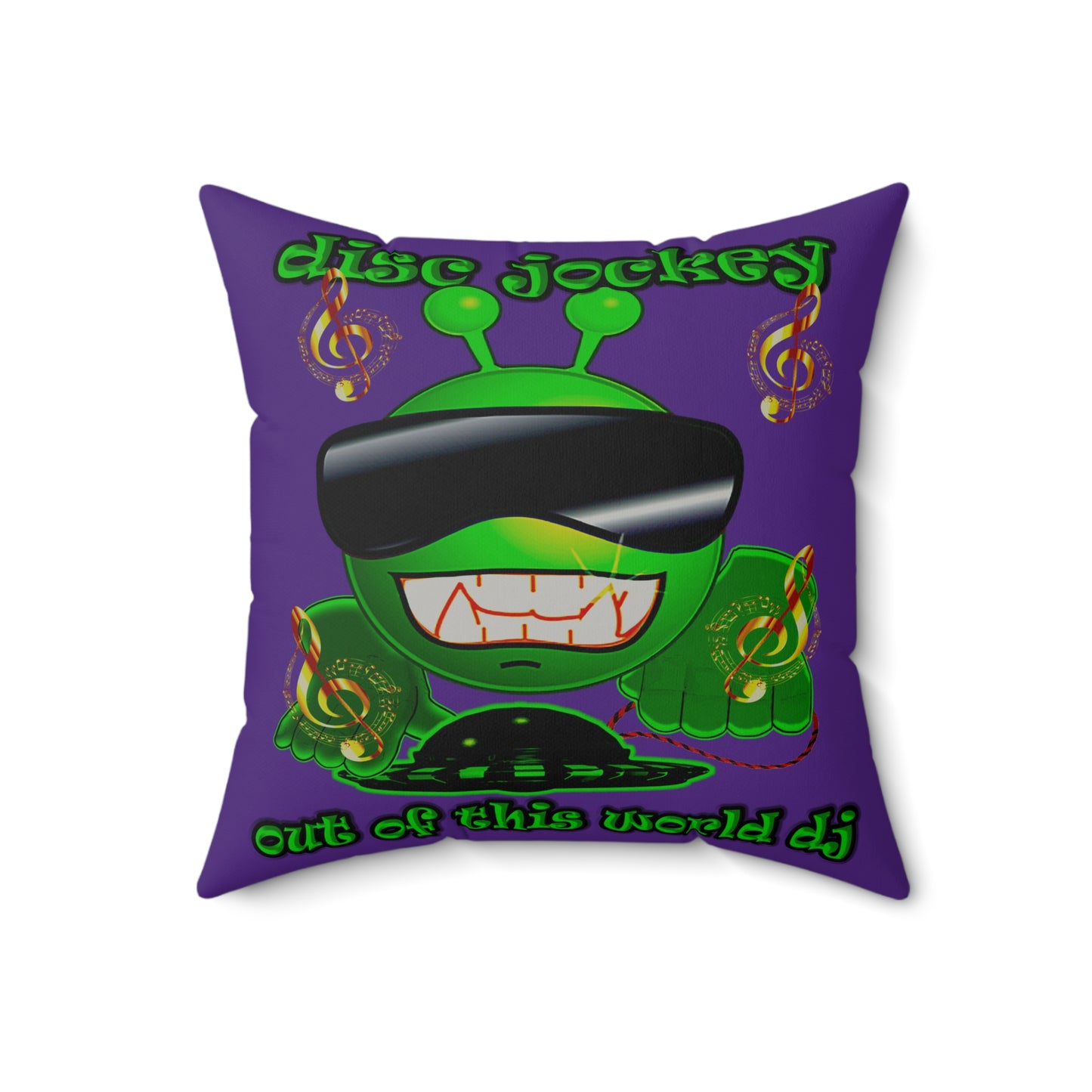 disc jockey - Faux Suede Square Pillow - (purple)