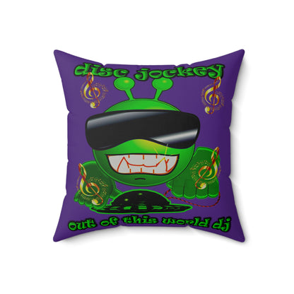 disc jockey - Faux Suede Square Pillow - (purple)