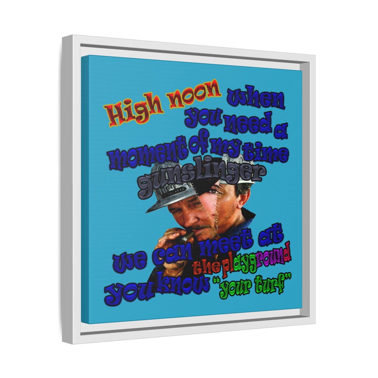 high noon - framed canvas art (turquoise)