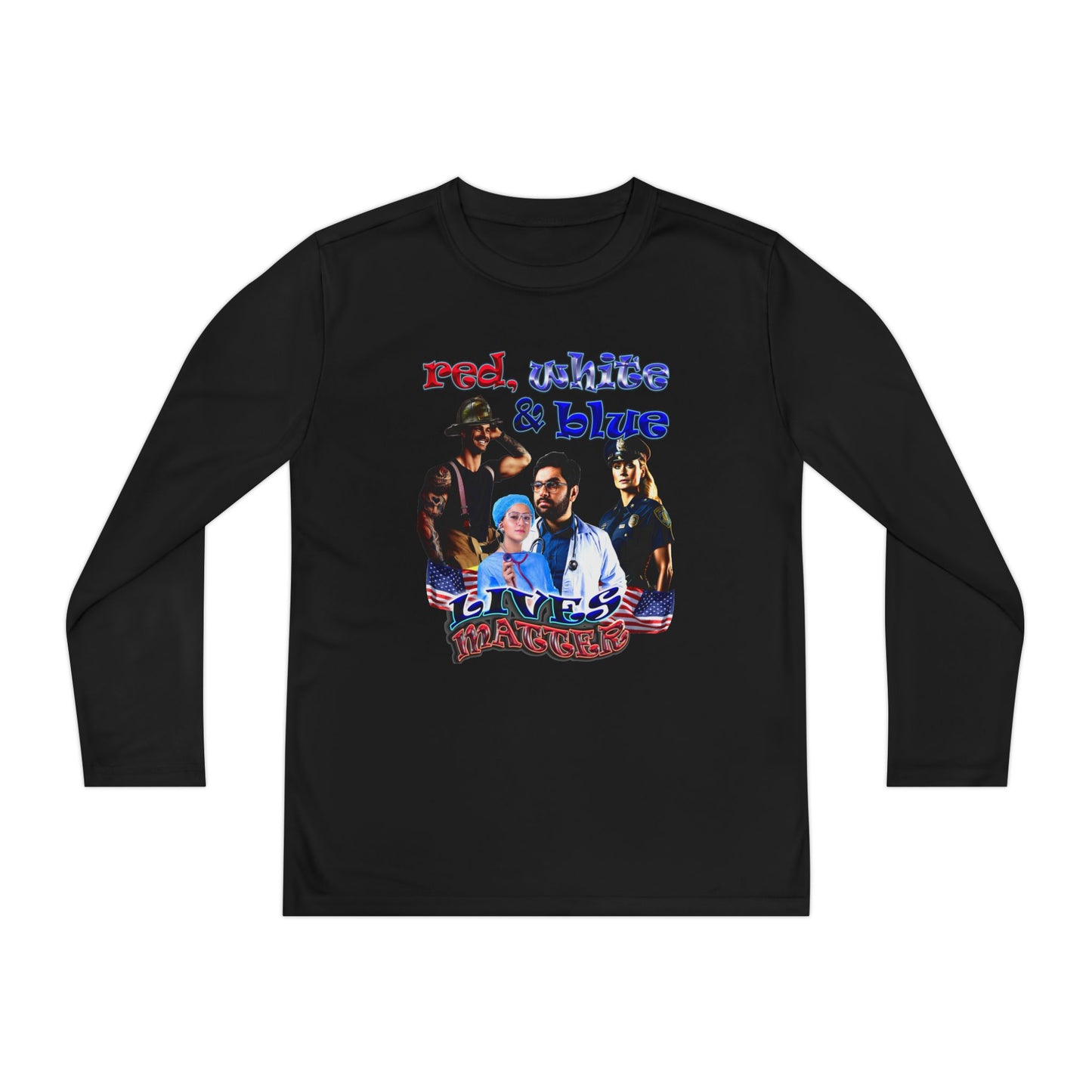 rw&b lives matter - Youth Long Sleeve Competitor Tee