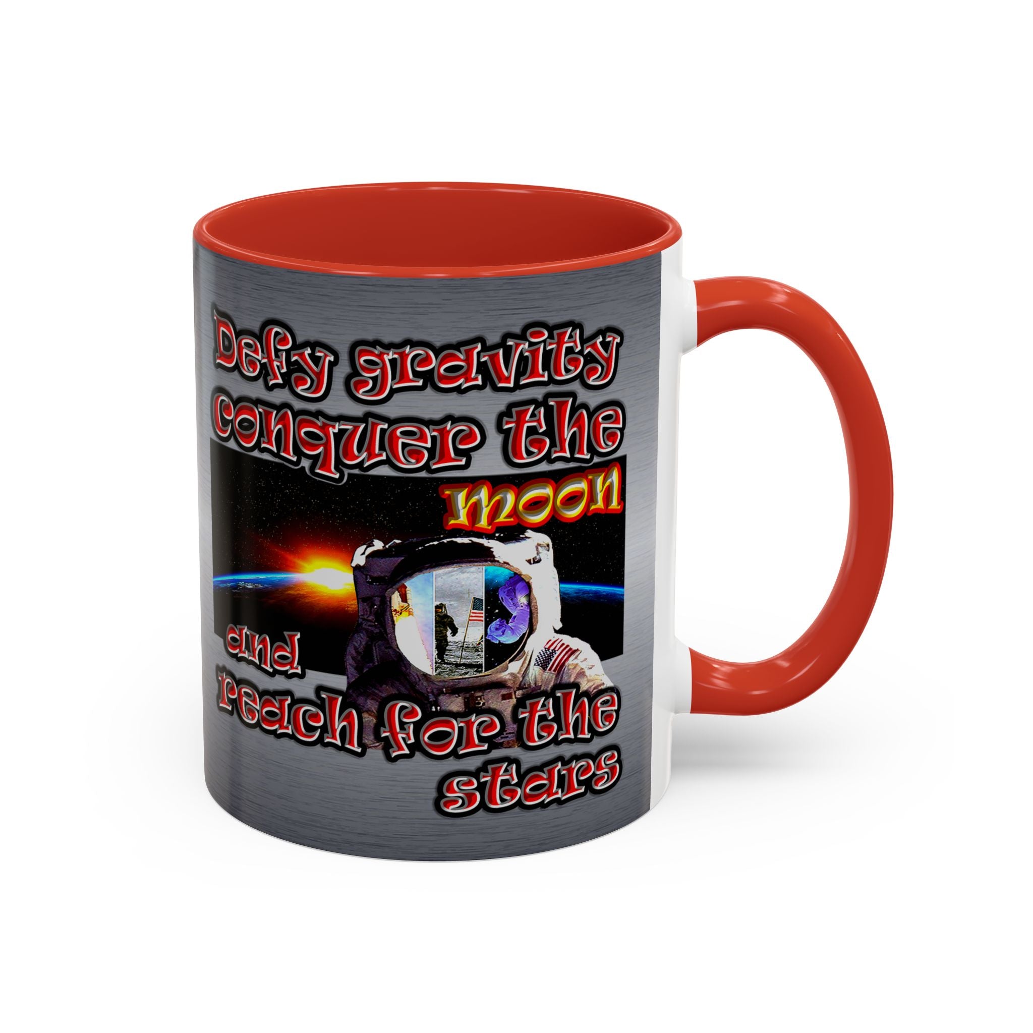 defy conquer reach - Accent Mug (brushed nickel)