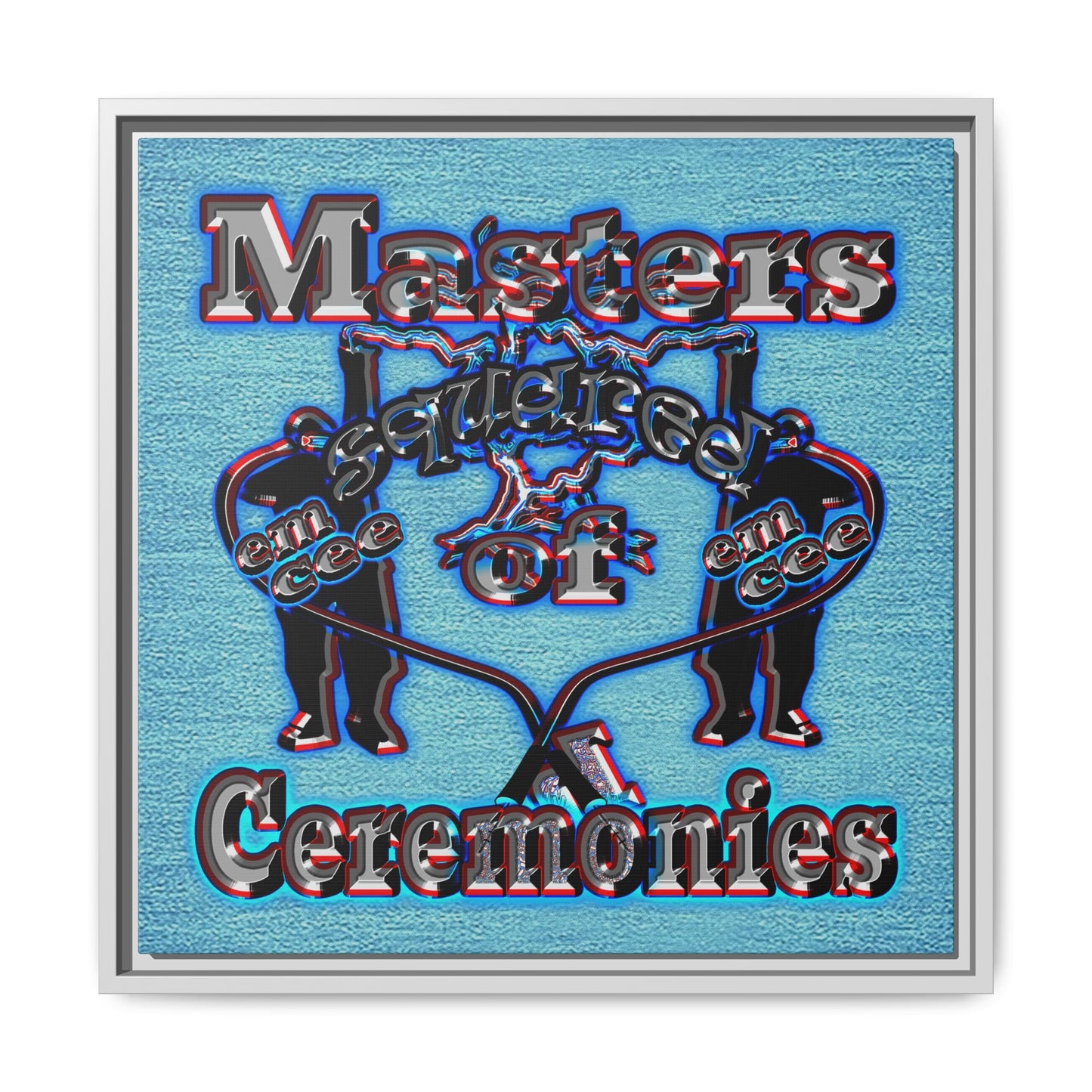 em cee squared - framed canvas art (faded blue)