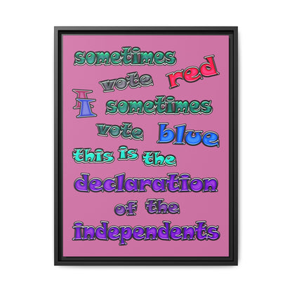 declaration of the independents - framed canvas art (light pink)