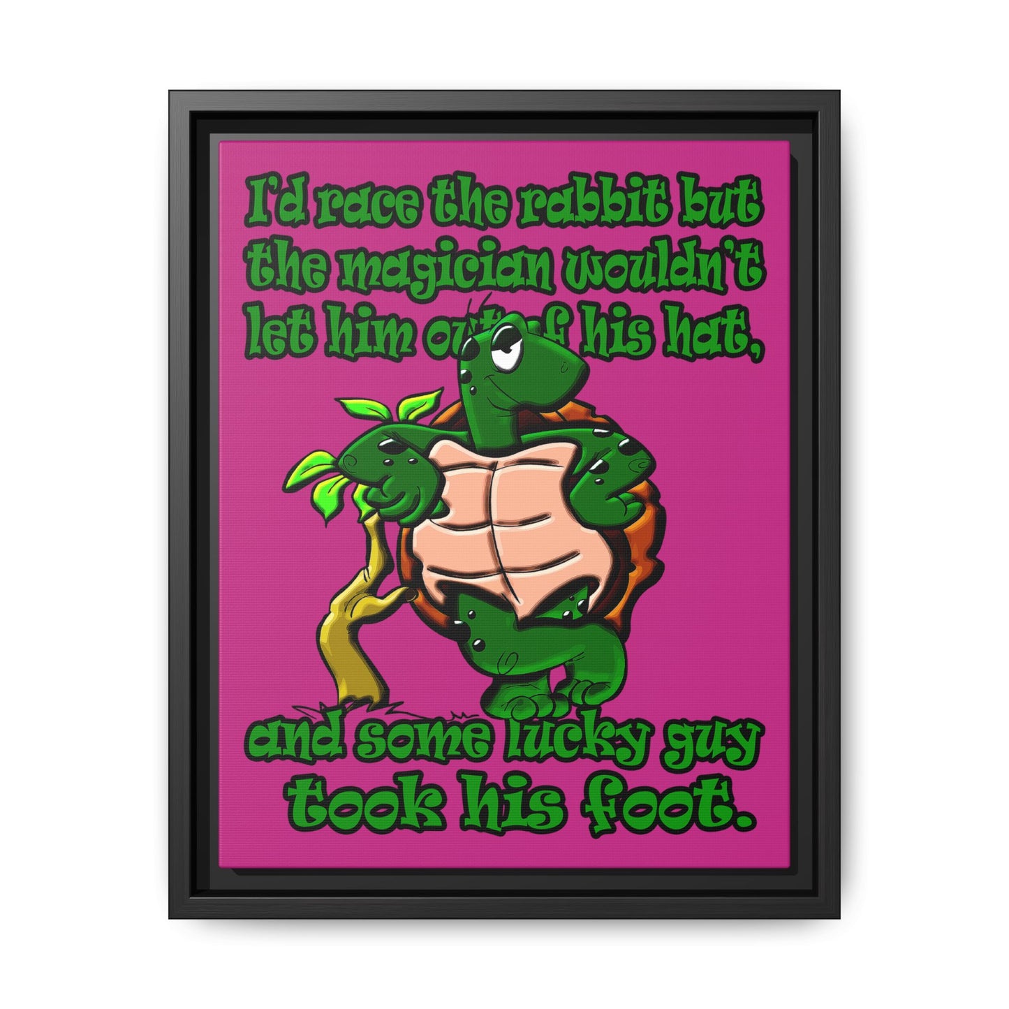 turtle race - framed canvas art (pink)