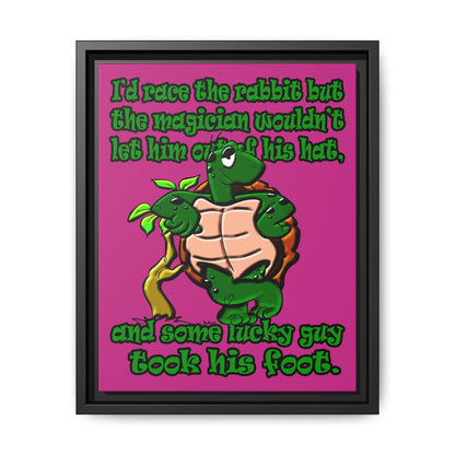 turtle race - framed canvas art (pink)