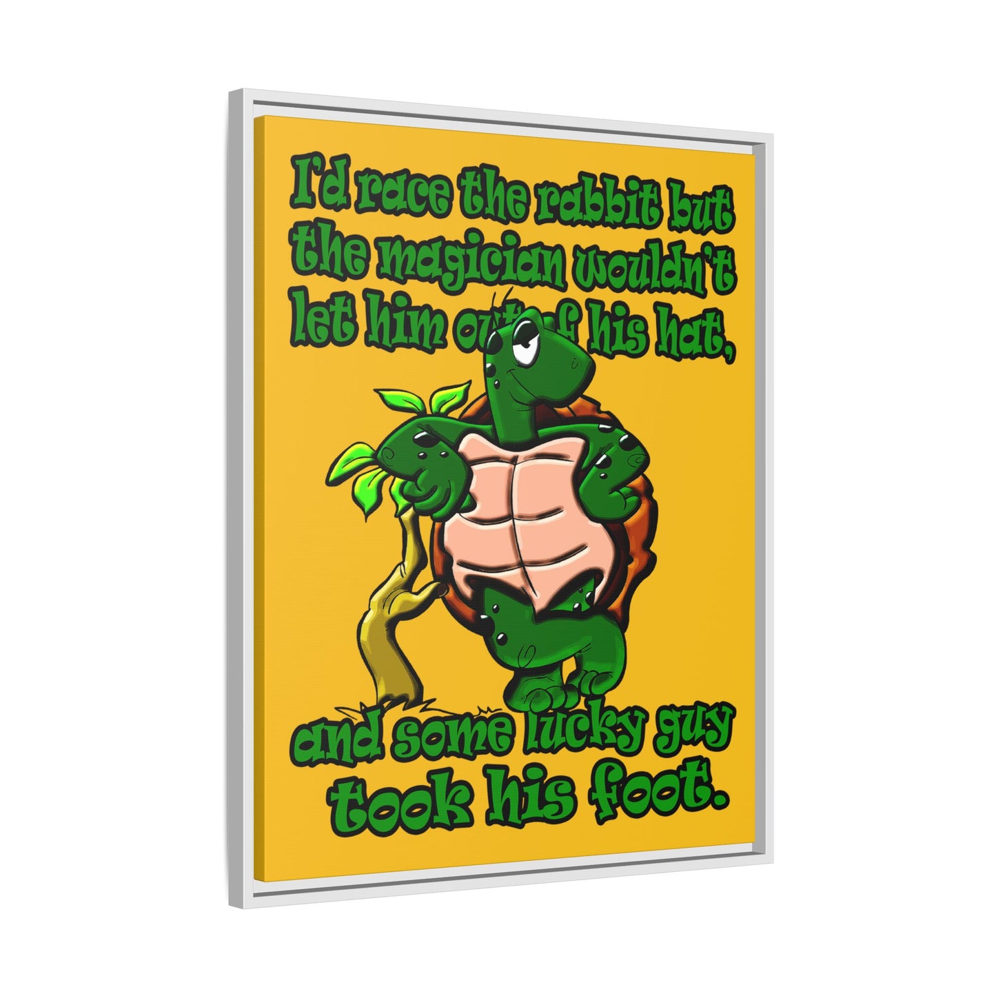 turtle race - framed canvas art (yellow)