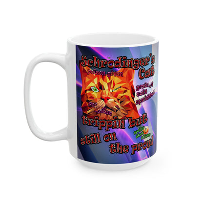 schrodinger's cat - White Mug (grey-pink wave)