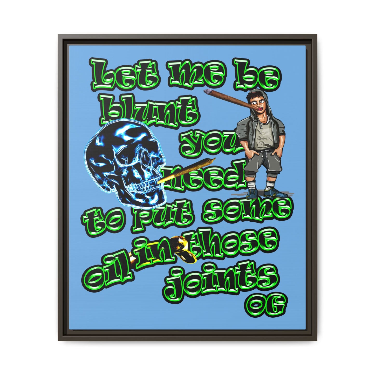 og - framed canvas art (light blue)