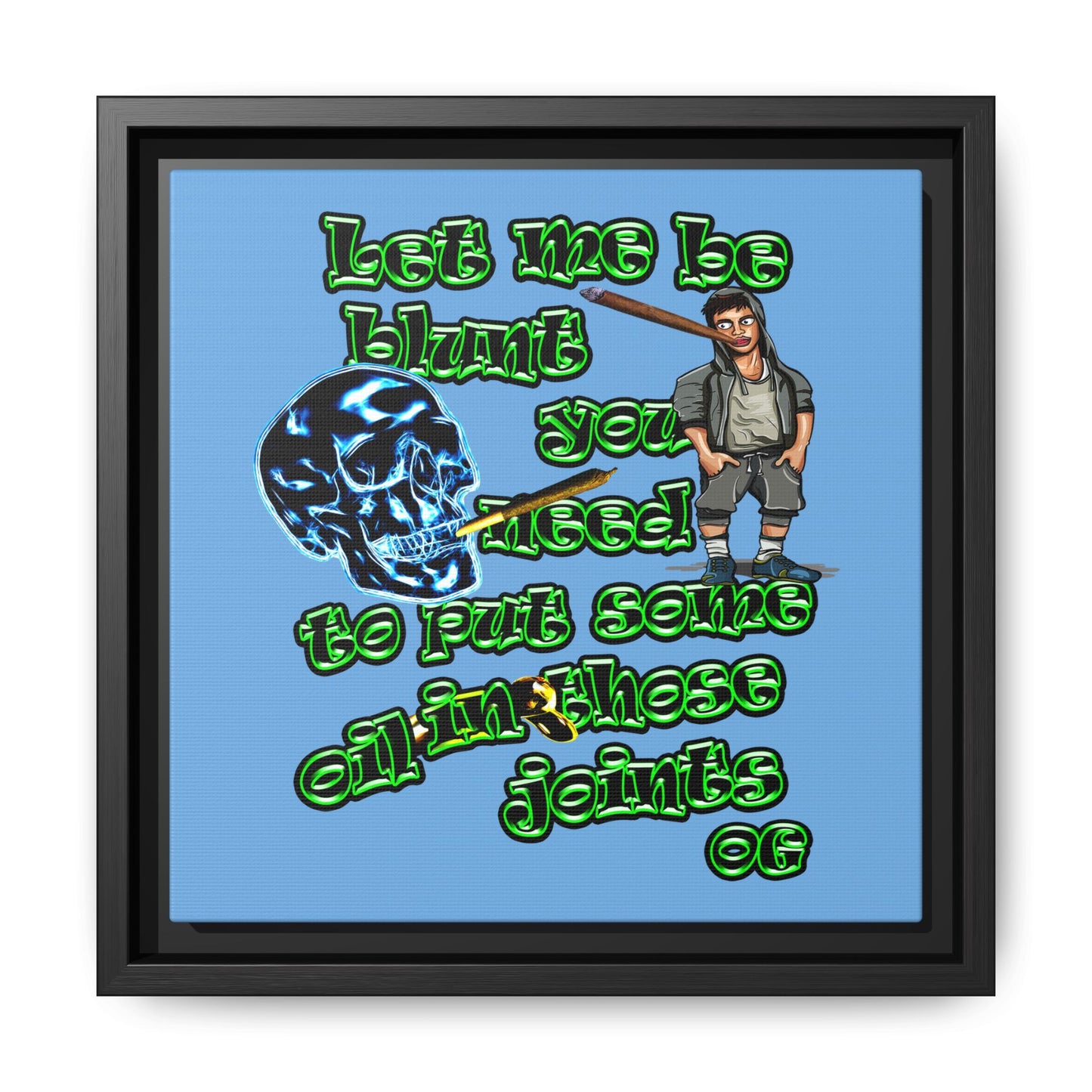 og - framed canvas art (light blue)