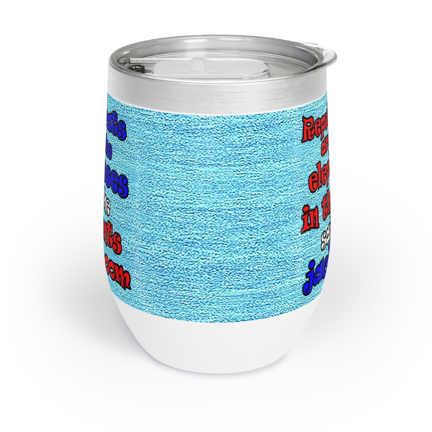 donkeys and elephants - Chill Wine Tumbler (faded blue)